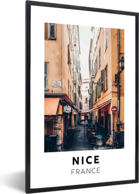 Produktbild von MuchoWow® Gerahmtes Poster Frankreich - Nizza - Straße 20x30 cm - Poster mit Schwarzem Bilderrahmen Wandposter Rahmen Foto Bilder - Drucken - Bilder Poster im Rahmen