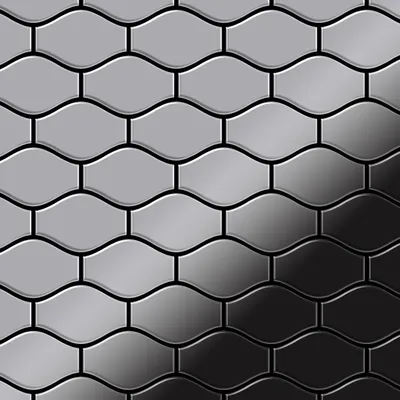 Produktbild von Mosaik Fliese massiv Metall Edelstahl hochglanz grau 1,6mm Karma-S-S-M