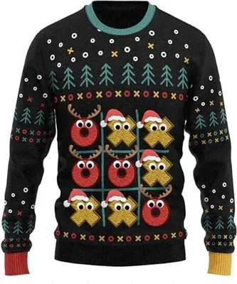 Produktbild von JAP Christmas - 3D Weihnachtspullover -  Tic Tac Toe - Lustiger Hässlicher Weihnachtspullover Für Damen und Herren Ugly Christmas Sweater - XS