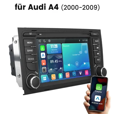 Image de Junsun Autoradio 7 pouces LINUX pour Audi A4 2000–2009 – CarPlay et Android Auto sans fil, WLAN, SWC, Vi-Link, RDS, EQ, entrée caméra de recul