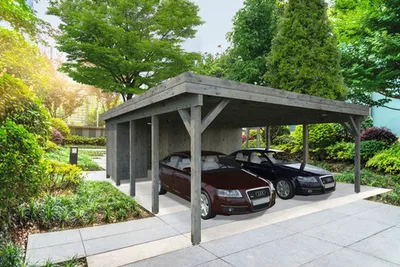 Produktbild von Geräteraum Palmako für Carport Karl 40,6 m² 555 x 196 cm tauchgrundiert grau