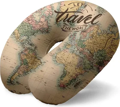 Produktbild von I-TOTAL® Reisekissen Nackenkissen weich für Nackenstütze Motiv: Maps