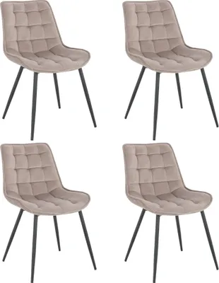 Produktbild von HOME DELUXE - Polsterstuhl IKALO 4er Set - Farbe: Hellbraun - weiche Polsterung, bis 120 kg belastbar I Küchenstuhl Speisestühle Esszimmerstühle