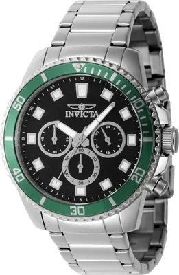 Obrázok produktu pre Invicta Pro Diver 46051 Pánske Hodinky - Quartz Hnací Mechanizmus - Nerezová Oceľ s Čiernym Ciferníkom - 45 mm