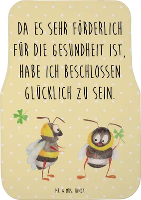 Produktbild von Mr. & Mrs. Panda Kfz Fußmatte Hummeln Kleeblatt - Gelb Pastell - Geschenk, Auto, Autoteppich, glücklich sein, Werden, Spruch Fröhlich, Fürs, Hummel, Automatte, Universal