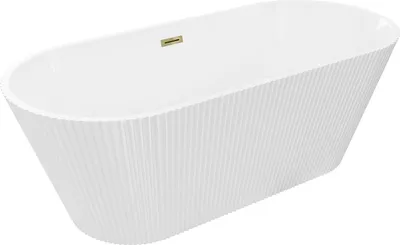 Zdjęcie produktu dla Mexen Yara wanna wolnostojąca ryflowana 170 x 75 cm, biała, przelew złoty - 52861707500-50