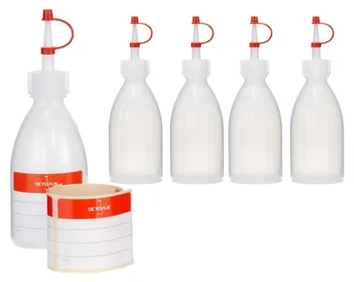 5x 100 ml LDPE-Knijpflaschen mit Tropfverschluss, Dosierflaschen