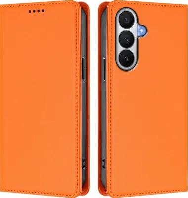 Obrázek produktu pro Kožené pouzdro pro Samsung Galaxy S26, magnetické flipové pouzdro zPolyuretankůže se stojánkem Oranžová