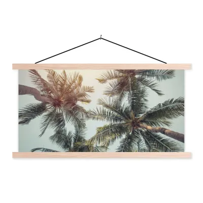 Produktbild von MuchoWow® Textilposter Palme - Sommer - Tropisch 60x30 cm mit holzfarbenen Rahmen - Dekoration