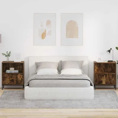 Produktbild von vidaXL Nachttisch 2 Stk. Räuchereiche 49 x 36 x 61 cm Holzwerkstoff