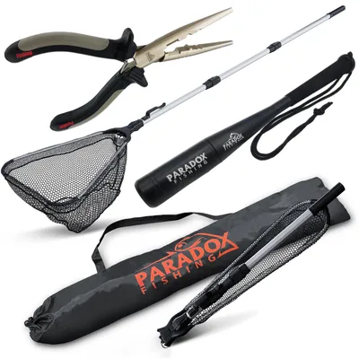 Produktbild von Paradox Fishing Starter Set Kescher 2,1m mit Tasche, Fischtöter und Angel-Zange