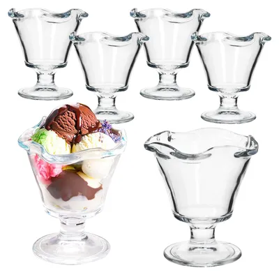 Produktbild von 6er Set Rom Eisbecher Glas klar 200ml Dessertschale Früchte-Becher