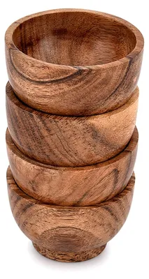 Acacia-Schalen-Set, 4er, rund, 7,62 cm, handgefertigt