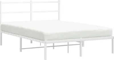 Produktbild von vidaXL Bettgestell mit Kopfteil Metall Weiß 140x190 cm