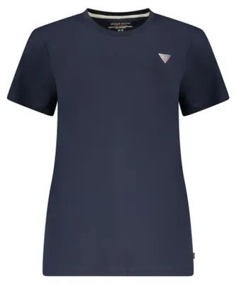 Produktbild von Baumwolle Damen T-Shirt Blau, Regular Fit, Logo-Applikation