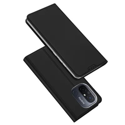 Zdjęcie produktu dla Etui Skin Pro kompatybilne z Xiaomi Redmi 12C/11A/Poco C55 Flip Cover Card Wallet Stand Black