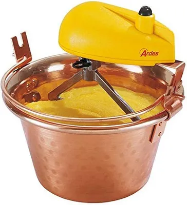 Productafbeelding van Koperen ketel, diameter 26 cm. Mengapparaat voor jam en polenta. Mengketel met elektromotor, bajonetsluiting, eenvoudig te reinigen. Elektrische polentamixer voor 4/7 porties