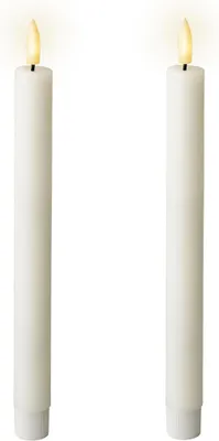 Produktbild von Lumineo LED Kerzenset Flammen Effekt Stabkerze weiß Batteriebetrieben Timer