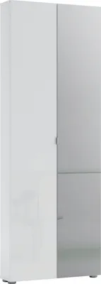 Produktbild von Schuhschrank "SPAZIO" in weiß mit 2 Türen und 12 Fächern. Abmessungen (BxHxT) 73,4x200x18,6 cm