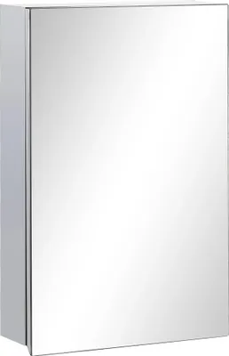 Obrázek produktu pro Koupelnová zrcadlová skříňka - Nástěnná skříňka - Nerezová ocel - 3 police - 39 x 12 x 60 cm - Moderní design - Bez osvětlení - Stříbrná barva