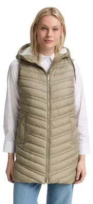 Productafbeelding van Tom Tailor damesquilted vest met lange model en capuchon