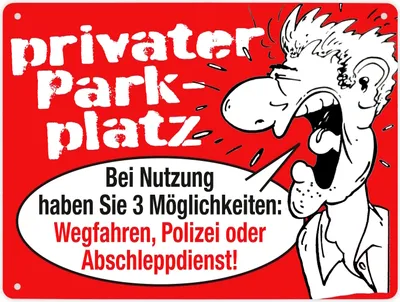 Produktbild von Privater Parkplatz Metallschild XL in 21x28 cm mit Spruch Wegfahren Polizei