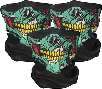 Immagine prodotto di Jumada's - Passamontagna - Maschera facciale - Mascherina - Maschera da moto - Maschera da sci - Copricapo - Teschio - Verde - Taglia unica - 1 pezzo