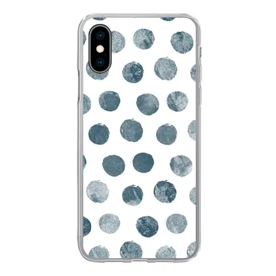 Produktbild von MuchoWow® Handyhülle Schutzhülle Hülle für iPhone X Polka dots - Grau - Weiß Silikon Softcase Handy Hülle - Handyhülle