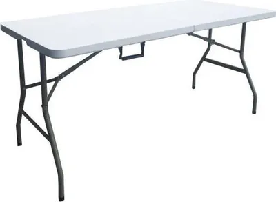 Immagine prodotto di Tavolo pieghevole TERRANOVA, 152x70x73,5 cm, struttura in acciaio, piano in PEHD, 6 persone, bianco