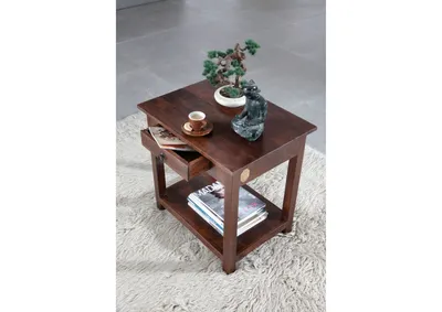 Produktbild von MASSIVMOEBEL24 Beistelltisch Akazie 61x45x60 nougat lackiert OXFORD #438