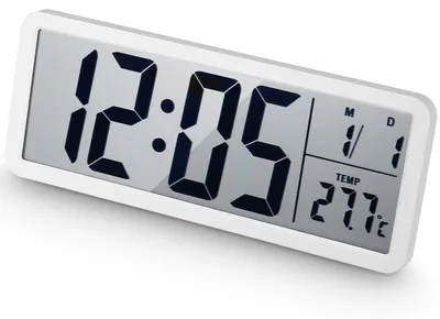 Digitale Wanduhr mit großen Ziffern & Temperatur, batteriebetrieben
