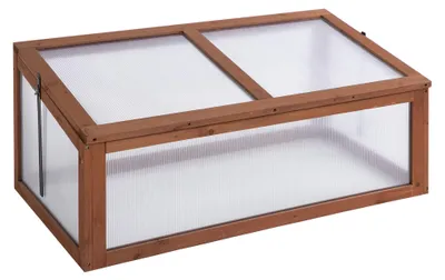 Productafbeelding van Outsunny, vroege kas van hout, mini-kas 100 x 65 x 40 cm, kas in bruin