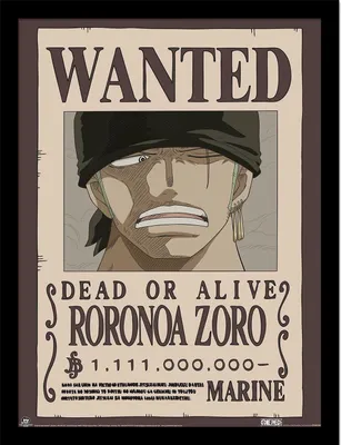 Produktbild von One Piece - "Wanted" Gerahmtes Poster, ´Roronoa Zoro´ PM13125 (40 cm x 30 cm) (Cremefarbe/Braun)