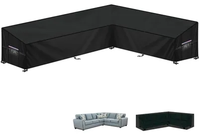 Immagine prodotto di Telo protettivo a forma di L per mobili da giardino, dimensioni 300x210x102x80/60 cm, tessuto Oxford 420D, impermeabile e resistente al vento