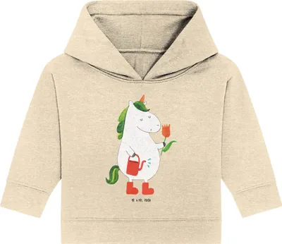 Produktbild von Mr. & Mrs. Panda Organic Baby Hoodie Einhorn Gärtner 24. - 36. Monat - Natural Raw - Geschenk, Blume, Unicorn, Lebenslust, Kapuzensweatshirt, Garten, Kapuzenshirt