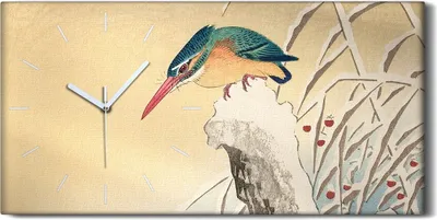Produktbild von Dekor Leinwand Uhr Wandbilder Geräuschlos 60x30 Malerei Tier Vogel Kunst - weiße Hände