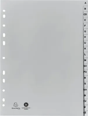 Produktbild von Exacompta 1720B Register A4 Recycling-PP grau 120µ 20 Taben A-Z inkl. Sch St