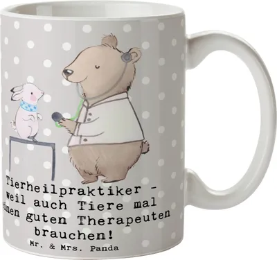 Produktbild von Mr. & Mrs. Panda Tasse Tierheilpraktiker - Grau Pastell - Geschenk, Akupunktur Tiere, Tiertherapeut, Beruf, Teetasse, Kaffeetasse, kreative Geschenke, Berufsgestaltung