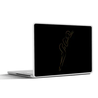 Produktbild von MuchoWow® Laptop Aufkleber Sticker Cover Frau - Schwarz - Gold - Strichzeichnung 25x18 cm - Laptop-Deko