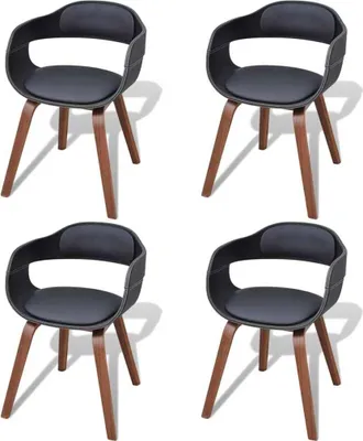 Produktbild von Esszimmerstühle 4 Stk. Schwarz Bugholz und Kunstleder