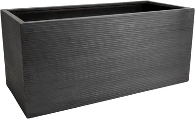 Produktbild von VIVANNO Pflanztrog Fiberglas MAXI Kasten, Streifengrau gestreift - 100x45x45 cm