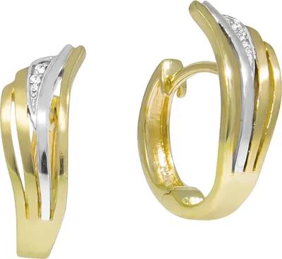 Produktbild von V Klappcreolen 333/- Gold 1,5cm mehrfarbig Zirkonia weiß 038310048-3