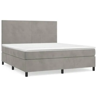Produktbild von vidaXL Boxspringbett mit Matratze Hellgrau 160x200 cm Samt