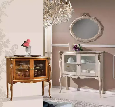 Produktbild von Klassische Luxus Vitrine Wohnzimmer Holz Möbel Schaukasten Design Möbel