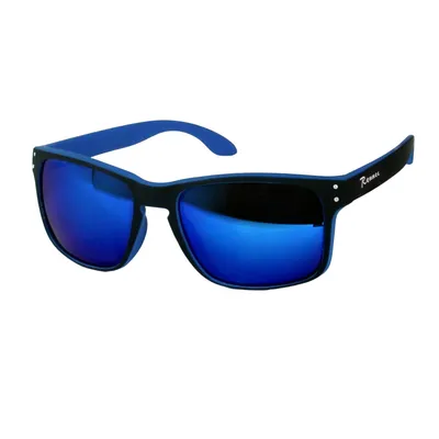 Produktbild von Herren Sonnenbrille Verspiegelt Rechteckig Zweifarbig Bi Color Schwarz Blau Gelb Orange Nerd Brille Festivalbrille