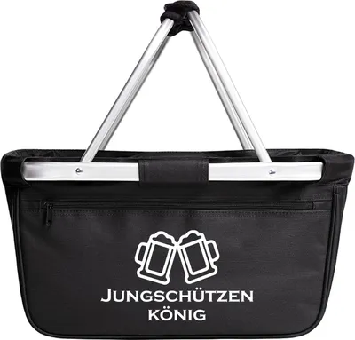 Produktbild von Huuraa Einkaufskorb Jungschützenkönig Schützenfest 20 Liter Black faltbarer Tragekorb Geschenkidee