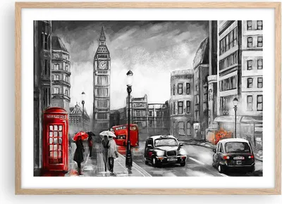Produktbild von Gerahmtes Poster - Rahmen in heller Eiche - London Bus - 70x50 cm - Wand Bild - Wanddeko - Wandbilder - Kunstposter - Wandposter - Bilderrahmen - Bilder - Kunstdruck - Wandbild - P2NAA70x50-3939