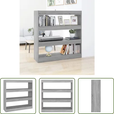 Produktbild von The Living Store Bücherregal/Raumteiler Grau Sonoma 100x30x103 cm