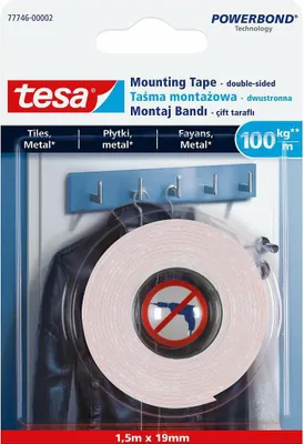 Productafbeelding van TESA POWERBOND, dubbelzijdige plakband, 5 meter x 19 mm, voor tegels