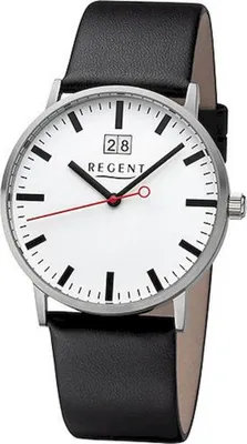 Produktbild von Regent Herren-Uhr Analog Quarz Edelstahl Leder-Armband 39 mm F-1266